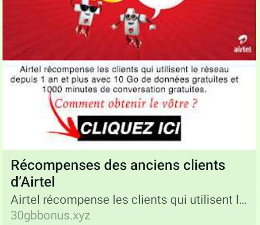 Habari check : Faux, Airtel n’offre pas aucun bonus aux anciens clients . C’est du Canular.